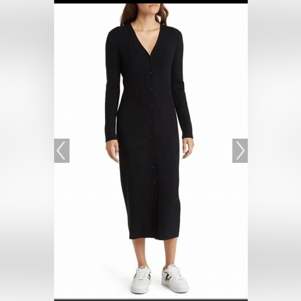 Black Button-Down Sweater Dress